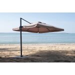 Parasol en aluminium carr� coloris taupe avec pied en croix + housse incluse trinidad - 3 x 3 x 2, 66 ...