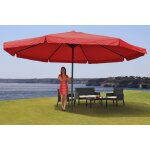 Parasol aluminium meran pro  5m avec volant bordeaux