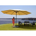 Parasol en aluminium meran pro, gastronomie, marché, sans volant, Ø 5m crème avec pied Parasol en aluminium meran pro, gastronomie, marché, sans volant, Ø 5m crème avec pied