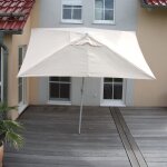 Parasol en aluminium n23, 2x3m, rectangulaire, inclinable, inoxydable cr�me