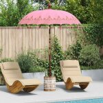 Parasol balinais rose 180 - 190 cm coton, bois massif