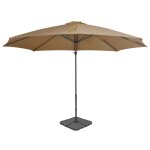 Parasol avec base portable diamtre 3 m taupe helloshop26 02 0008057