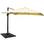 Parasol d�port� 3, 5 x 3, 5 m Ø env. 4, 95 m aluminium et polyester cr�me avec pied modulable 04 0011244 ...