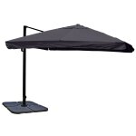 Parasol d�port� 3, 5 x 3, 5 m Ø env. 4, 95 m polyester et aluminium 25 kg anthracite avec volant rotatif ...