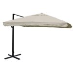 Parasol d�port� 3, 5x3, 5 m diam�tre 5 m orientable inclinable sans pied aluminium polyester cr�me gris ...