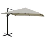 Parasol d�port� 3 x 4 m Ø env. 5 m inclinable et orientable 360 manivelle polyester cr�me - gris et ...