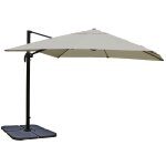 Parasol d�port� 3 x 4 m Ø env. 5 m polyester cr�me - gris et aluminium / acier avec pied inclus 04 0010685 ...