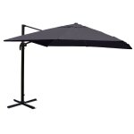 Parasol d�port� 3 x 3 m rotation 360 r�glage 5 positions sans pied aluminium en polyester anthracite ...
