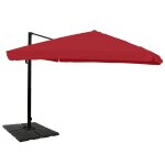 Parasol d�port� 3x4 m diam�tre 5 m inclinable avec pied base remplissable aluminium polyester bordeaux ...