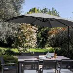 Parasol déporté et 4 dalles a remplir aluminium gris 3x3m Parasol déporté et 4 dalles a remplir aluminium gris 3x3m