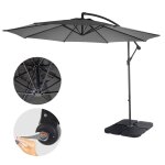 Parasol dport acerra, protection contre le soleil, Ø 3m inclinable, polyester 11kg gris avec socle ...