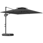 Parasol dport carr 2, 5 x 2, 5 m avec base de lestage - inclinaison rglable - mtal epoxy tissu anthracite ...