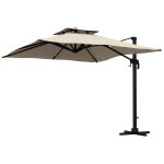 Parasol d�port� carr� 3 x 3 m - inclinable, pivotant - manivelle, pi�tement - alu toile haute densit� ...