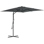 Parasol dport carr dim. 2, 5 x 2, 5 m pitement inclus mtal epoxy polyester haute densit anthracite ...