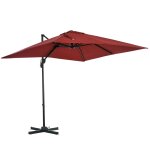Parasol dport carr inclinable dim. 2, 45l x 2, 45l x 2, 45h m rouge
