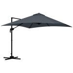 Parasol dport carr inclinable pivotant 360 manivelle pitement acier dim. 2, 95l x 2, 95l x 2, 66h ...