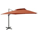 Parasol d�port� a double toit 300 x 300 cm orange helloshop26 02 0008562