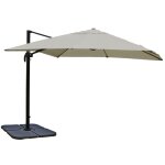 Parasol d�port� inclinable 3x3 m avec pied et manivelle toile cr�me grise aluminium et polyester 04 0010708 ...