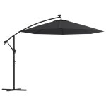 Parasol dport a led et mt en acier 300 cm noir helloshop26 02 0008578