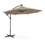 Parasol déporté avec led - taupe - rond - diamètre 300 cm - inclinable helloshop26 14 0007608 Parasol déporté avec led - taupe - rond - diamètre 300 cm - inclinable helloshop26 14 0007608