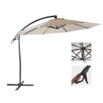 Parasol dport de luxe hwc - d14, protection contre le soleil, Ø 3m crme / blanc sans support