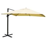 Parasol d�port� avec manivelle 3, 5 x 3, 5 m Ø 4, 95 m aluminium et polyester cr�me sans socle 04 0011233 ...