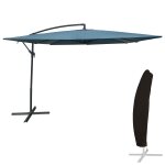 Parasol dport molokai carr 2, 7x2, 7m bleu gris + housse