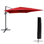Parasol d�port� molokai carr� 3x3m rouge + housse
