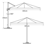 Parasol dport molokai rectangulaire 3x4m blanc + housse