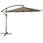 Parasol d�port� oahu rond 3m de diam�tre taupe