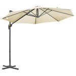 Parasol d�port� octogonal inclinable manivelle avec pied en acier Ø 2, 94 x 2, 48h m beige clair