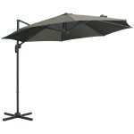 Parasol d�port� octogonal inclinable manivelle avec pied en acier Ø 2, 94 x 2, 48h m gris