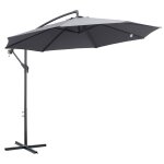 Parasol d�port� octogonal rabattable dia. 3 m parasol de jardin avec pied en croix gris