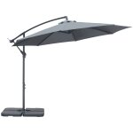 Parasol dport octogonal rabattable dia. 3 m pitement dalles a lester et housse inclus gris