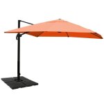 Parasol d�port� orientable 360 3x4 m avec pied et manivelle toile terracotta aluminium et polyester 04 ...