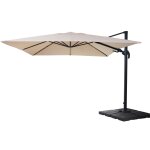 Parasol d�port� orientable et inclinable 3 x 4 m Ø env. 5 m aluminium et polyester cr�me avec pied 04 ...