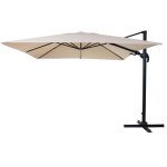 Parasol d�port� orientable et inclinable 3 x 4 m (� env. 5 m) aluminium et polyester cr�me rotatif sans ...