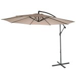 Parasol dport protection solaire Ø 3m inclinable polyester / acier 11kg beige sable sans support 04 ...