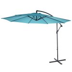 Parasol dport protection solaire Ø 3m inclinable polyester / acier 11kg bleu sans support 04 0000949 ...