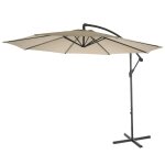 Parasol dport protection solaire Ø 3m inclinable polyester / acier 11kg crme sans support 04 0000943 ...