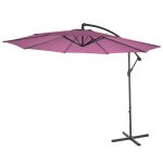 Parasol dport protection solaire Ø 3m inclinable polyester / acier 11kg rouge lavande sans support ...