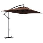 Parasol d�port� rectangulaire dim. 294l x 193l x 250h cm pied en croix kaki