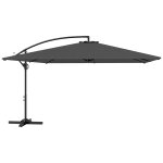 Parasol d�port� rectangulaire grande taille dim. 3, 55 x 3, 9 m - inclinable, pivotant - manivelle, pi�tement ...