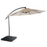 Parasol d�port� rond Ø 3 m aluminium / acier et polyester cr�me - blanc avec pied 04 0007913