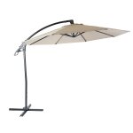 Parasol d�port� rond Ø 3 m aluminium / acier et polyester cr�me - blanc sans pied 04 0007914