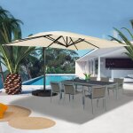 Parasol d�port� rotatif 360 calvi ecru 3x4 m avec 4 dalles et housse