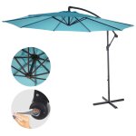 Parasol d�port� semi - pro acerra, protection contre le soleil, 3m inclinable turquoise sans support