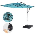Parasol d�port� semi - pro acerra, protection contre le soleil, 3m inclinable turquoise avec support
