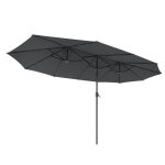 Parasol double 460 x 270 cm ombrelle extra large pour terrasse protection upf 50 + avec manivelle pour ...