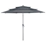 Parasol droit en aluminium 3 strates inclinable manivelle 300 / 6 cm - grey / gris